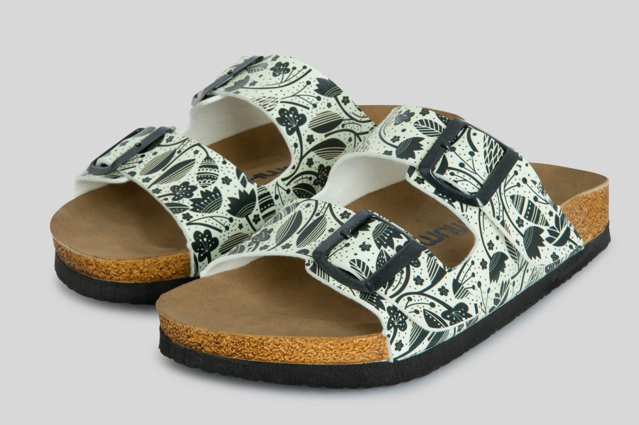 Flowers in Black and White Sandals BY Mumka - Sandals available at DOYUF